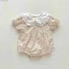 Barboteuses Nouveau-né Vêtements D'été Mince Infantile Fleur Imprimer Princesse Body Fille Enfant Coton À Manches Courtes Onesie Bébé Mode Lâche Barboteuse T230529