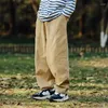 Herenbroek buiten cityboy mannen Japan streetwear mode losse casual breed been rechte vracht man mannelijke elastische taille broek joggingbroeken