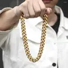 Chains Davieslee 15mm 316L Stainless Steel Necklace For Men Boy Gold Color Heavy Chain Male Fashion Jewelry DHN113