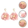 Dangle Earrings Flower Petal Drop Floral Large Women Statement Jewelry Fabric Drops Trendy