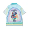 Męskie dresy koreańskie streetwear męskie Hawajskie kolorowe pasiaste koszulę z krótkim rękawem Shorts Plaży Casual 2 -Place Men's Set 2023