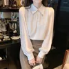 Women's Blouses 2023 Spring Puff Sleeve Chiffon Women Blouse en Tops Frans Chic Loose Shirt Turn Down Collar Clothing Blusas 25493