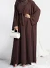 Vêtements ethniques Abaya Kimono ensemble 3 pièces correspondant tenue musulmane Abayas pour femmes dubaï turquie intérieur Hijab robe africaine Ramadan islamique