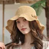 Chapeaux à large bord élégant chapeau de soleil pliable disquette fleur décor doux seau accessoires de mode
