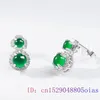 Dangle Earrings Burmese Jade Amulet Emerald Amulets Natural Jewelry Gift Women Green Jadeite Certificate 925 Silver Luxury Vintage