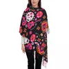 Scarves Women Scarf Mexican Sugar Skulls And Flowers Winter Shawls Thin Wrap Lady Tassel Warm Hairy Bufanda Stole