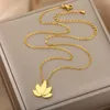 Kettingen Minimalistische lotus ketting voor vrouwen roestvrij staal Gold vergulde luxe kettingbruiloft sieraden geschenken Onverkoop