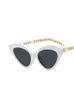 Sunglasses Triangle Frame Steampunk Women 2023 Brand Designer Cat Eye Chain Eyewear Leg Sun Glasses Female Shades Multicolor UV