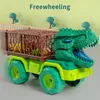 Diecast Model Car Dinosaurs Transport Truck Car Toy Indominus Rex Jurassic Park Education Dinosaur Toys for Children Boys Gifts 230526