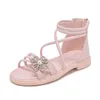 Sandalen meisjes sandalen zomer nieuwe mode prinses schoenen zoete strass bloemen kinder strand sandalen kinderen schoenen