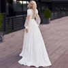 Square Neck A Line Wedding Dress Puffy Sleeve Button Back Bridal Gown Appliques Bead Waist Satin Vestidos De Novia