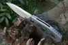 1st M6721 Flipper Folding Knife CPM-20V Satin Blade CNC CT4 Titanium/ Abalone Shell Handle Ball Bearing Fast Open EDC Pocket Knives