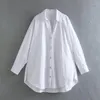 Dames Blouses Shirts Vrouwen Kleding 2023 Kraag V-hals Voor Patch Pocket Button Up Wit Shirt Blouse Lange Mouw Casual Oversized