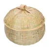 食器セット保管バスケット蓋ティーリーフ竹製織り多機能小さな家庭卵整理誰でした