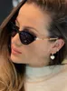 Sunglasses Triangle Frame Steampunk Women 2023 Brand Designer Cat Eye Chain Eyewear Leg Sun Glasses Female Shades Multicolor UV