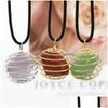 Pendant Necklaces Sell 6Pcs/Lot Natural Crystal Agate Semiprecious Copper Wire Winding Spring Couples Lucky Gift Jewelry Necklace Dr Dh9U0