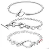 Charmarmband Trending 925 Sterling Sier Armband Knutt hjärta T För europeiska Pandora Womens smycken Fashion Drop Delivery Dhion