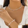 Girocolli Choker Temperamento Versatile Collana di perle d'imitazione Singolo strato di perline Collare antico Bracciale a catena Abito semplice Pografia Dhvph