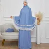 Ubranie etniczne moda muzułmańska Dubaj Arab Arab Ramadan modlitwa dwuczęściowa abaya hiżab długa sukienka koronkowa francuska włoska islamska