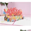 Wenskaarten 3D Pop Up Valentine Love You More Gift Card Ansichtkaarten Met Envelop Drop Delivery Home Garden Feestelijke feestartikelen E Dhpqq