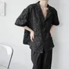 Casual shirts voor heren 2023 Zomer Koreaanse stijl Persoonlijkheid Jacquard Design Men Loose Black voor M-XL