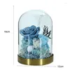 Dekorative Blumen, getrocknete Blumen, Mikrolandschaft, Rosenstrauß 2023, Valentinstagsgeschenk, ewiges Rosa/Blau, Heimdekoration