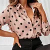 Camicette da donna Camicia estiva da donna Stampa floreale Casual manica lunga Botton V Elegante oversize Camisas De Hombre Party Social Dress