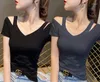 Women's T Shirts 2023 Summer Strap Short Sleeve Solid Color Ladies T-shirt Women Off Shoulder V-Neck Slim Casual Tops Tees Clothing M93