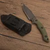 1 Pz G2563 Sopravvivenza Coltello Dritto 8Cr13Mov Stone Wash Drop Point Lama Full Tang Verde G10 Maniglia Campeggio Esterno Escursionismo Caccia Coltelli a Lama Fissa con Kydex