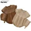 Pagliaccetti Vestiti per bambini Neonati Ragazzi Ragazze Tute Carino Ruffles Tute lavorate a maglia senza maniche + Cappelli 2 pezzi Set Autunno Abbigliamento per bambini T230529