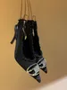Kadınlar Sandallar Lüks Tasarımcı DS Sivri İnce Yüksek Topuklular Oyuk Out İnce Topuklu Sandalet Moda Seksi Kedi Topuk Metal Toka Sandalet