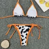 Women's Swimwear Sexy Bikini Women Summer Cow Printed Set G-String Thong Beach Triangle Suit Swimsuit Bathing Biquini 2023