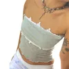 Women's Tanks Women Y2k Sheer Mesh Strapless Tank Top Sexy Floral Embroidery Lace Patchwork Bandeau Crop Tops Party Streetwear