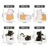 Broches Mignon Noir Et Blanc Chaton Émail Broche Dessin Animé Animal Poisson Séché Sac Couché Paresseux Drôle Revers Badge Bijoux Accessoires Métal