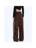 Pantalon femme 2023 automne hiver ample jambe large droite dames pantalon rayé Design taille haute femmes pantalons de survêtement Sport Vintage Style