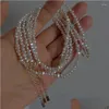 Pendanthalsband Minar Dainty 34mm Irregar Freshwater Pearl pärlstav för kvinnor 14K Guldpläterad kopparsträng Choker -halsband Drop Del DH75C