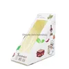 Boîtes d'emballage Jetable Sandwich Boîte D'emballage Bande Dessinée Imprimé Triangle Forme Petit Déjeuner Papier Avec Pet Fenêtre Drop Delivery Office Dhh7V