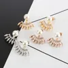 Stud Earrings Gold Color Silver Ear Jacket Fashion Raw Crystal Simulated-Pearl For Women Jewelry Gift Party