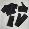 Yoga Outfit 2/3/4pcs Gym Gym Gym Women Seamless Yoga Suit Sports Bra Brast Top Shorts High Jeist Shorts Outfit Fitness Worning Clothes 230526