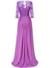 Party Dresses Lace Prom Vestidode Fiesta de Boda Applicques 3/4 ärmar Mor till brudar Galadress Chiffon Evening Gowns A-Line Robes