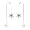 Baumeln Ohrringe S925 Silber Stud Koreanische Lange Perle Zirkon Ohr Linie Für Frauen Mode Schmuck Valentinstag