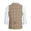 Gilets pour hommes Costume à carreaux pour hommes Plaid Smart Casual Gilet à simple boutonnage Mariage Garçons d'honneur Gilet formel Bureau Vêtements pour hommes