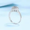 Cluster Rings 1CT Heart Cut Moissanite Diamond Platinum Plated Sterling Silver Wedding Band Engagement For Women