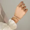 Link Bracelets Fashion Stainless Steel Multilayer Pearl For Women Unique Lover Heart Pendant Charm Thick Chain Bangles Jewelry
