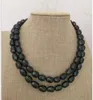 Chaînes bijoux fantaisie double brins 10-11mm collier de perles baroques vertes noires tahitiennes 18 "19"