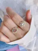 Cluster Rings 5Pcs Fashion Colorful Cz Crystal Pave Ring Eye Shaped Jewelry For Women Men Party Dainty