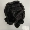 Remplacement brésilien de cheveux humains vierges # 1B Noir 32mm Wave 6x9 Hollywood Mono Toupee pour homme blanc