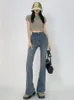 Dżinsy damskie wysoko pasa rozszerzone dla kobiet workowate Harajuku American Streetwear szerokie spodnie nóg dżins