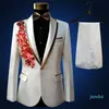 Mode-Jacke, Hose, modische Herrenanzüge, Bräutigam, Hochzeit, Abschlussball, Party, rot, schwarz, blau, schlanke Kostüme, Blazer, Blumenformelle Kleidung