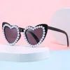 Solglasögon fashionabla kvinnors pärlhjärta form damer vintage utomhus uv anti-bländande solproof glasögon solglasögon gafas de sol